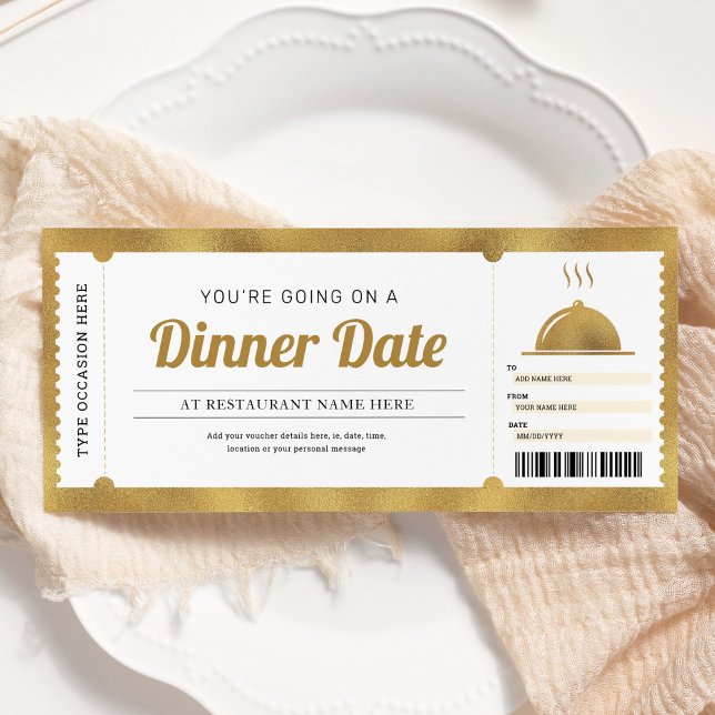 Restaurant Dinner Date Reservation Gold Voucher Invitation (Creator Uploaded)