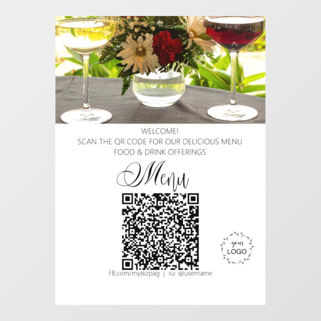 *~* Restaurant Easter Upload Logo QR  Window Cling (Sheet)