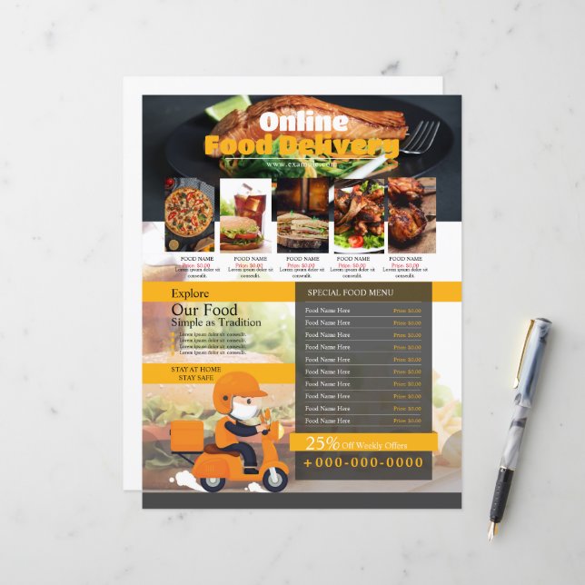 Restaurant Food Delivery Flyer Flyer Template (Front/Back In Situ)