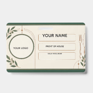 Restaurant Front of House Staff Identity ID Badge