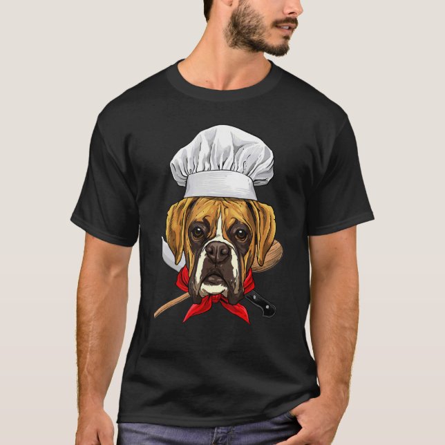 Restaurant German Boxer Chef Cook Kitchen Cooking  T-Shirt (Front)