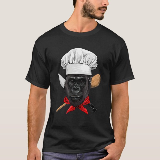 Restaurant Gorilla Chef Kitchen Cook Culinary Cook T-Shirt (Front)