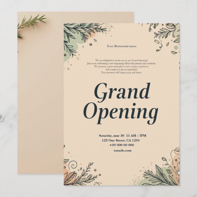 Restaurant Grand Opening Invitation (Front/Back)