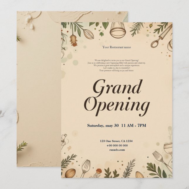 Restaurant Grand Opening Invitation (Front/Back)