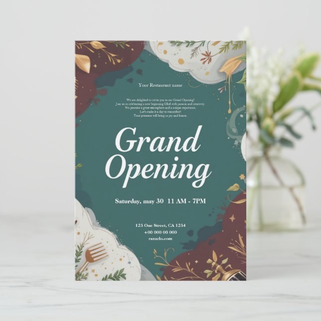 Restaurant Grand Opening Invitation (Standing Front)