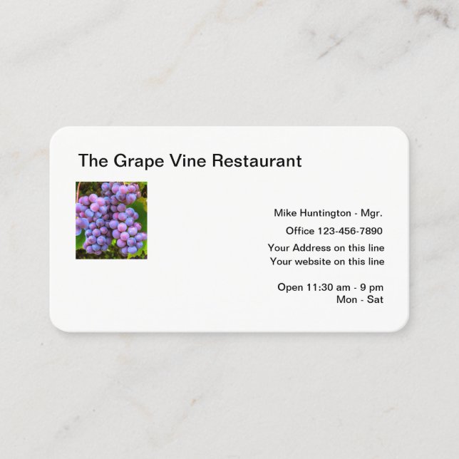 Restaurant Grape Vine Theme Business Card (Front)
