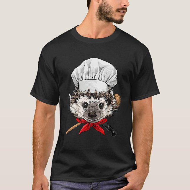 Restaurant Hedgehog Chef Kitchen Cook Culinary Coo T-Shirt (Front)