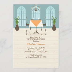 Restaurant Interior Retirement Invitation