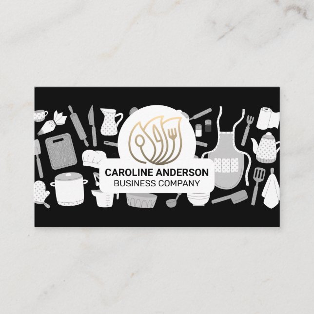 Restaurant Logo | Kitchenware Business Card (Front)