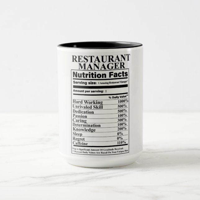 Restaurant Manager Nutrition Facts Mug (Center)