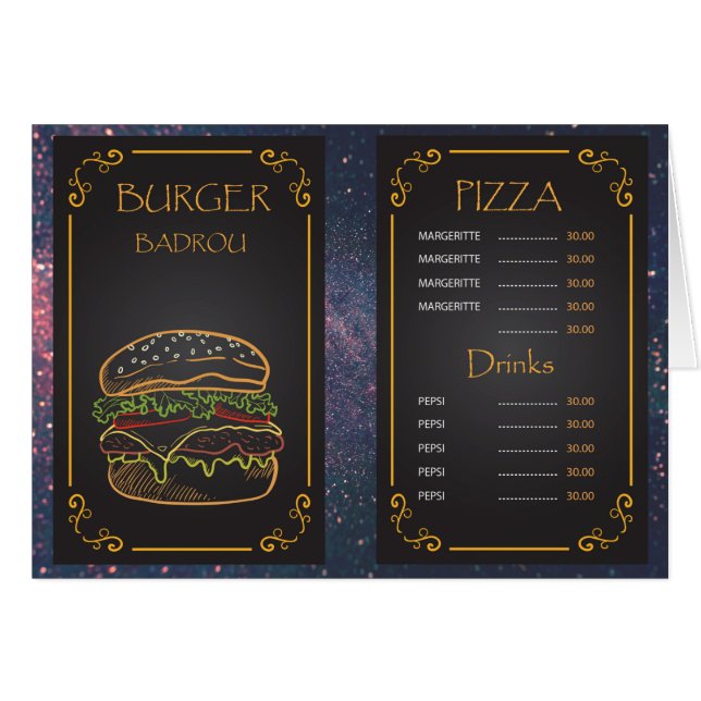 restaurant menu (Front Horizontal)