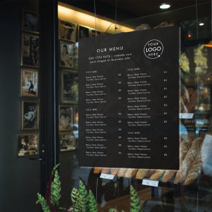 Restaurant Menu   Black Logo Cafe Menu Window Cling