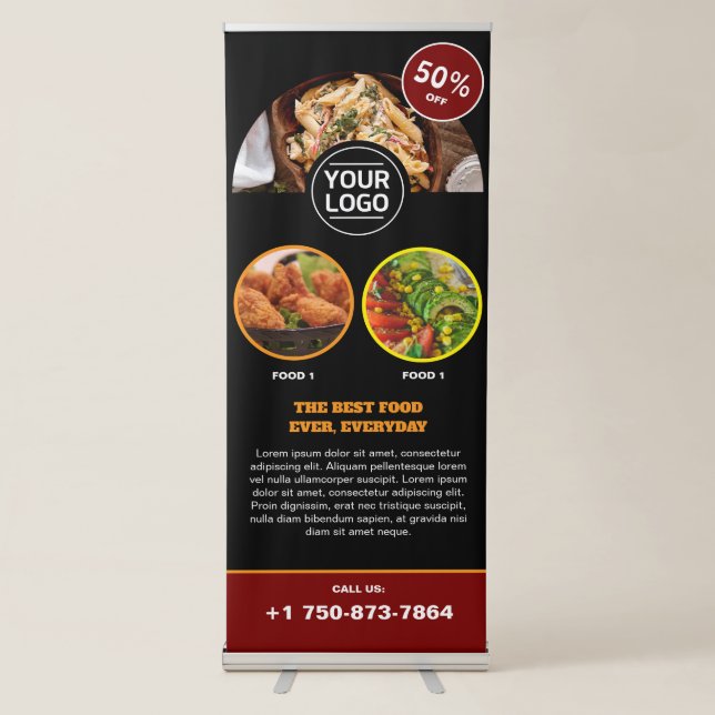Restaurant Menu Custom Vertical Retractable Banner (Front)