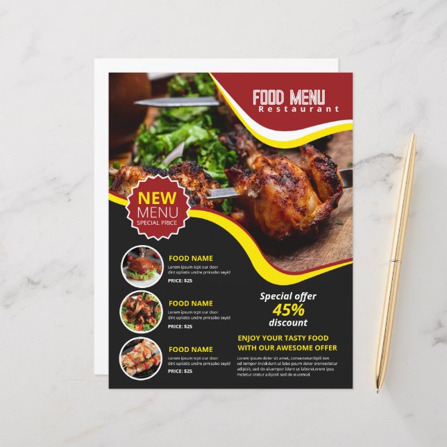Restaurant Menu | Food Menu Flyer (Front/Back In Situ)