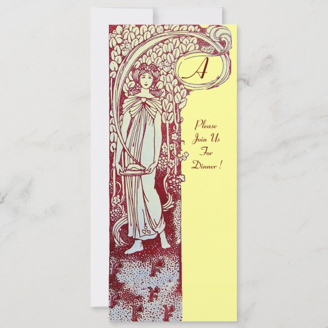 RESTAURANT MENU MONOGRAM Yellow Brown Dinner Invitation (Front)