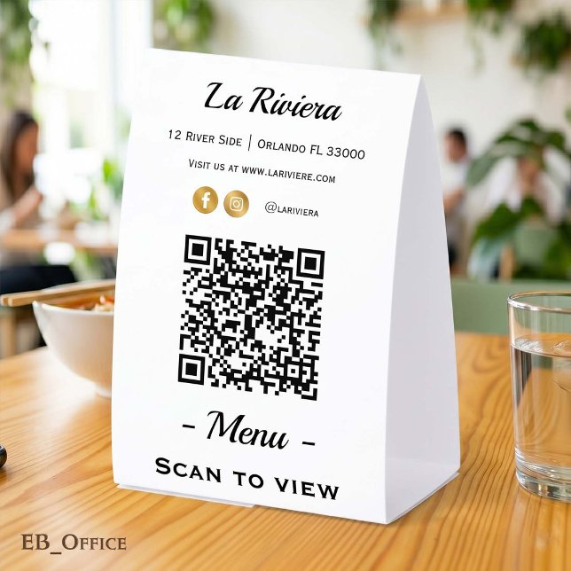 Restaurant Menu QR Code Double Sided Tabletop Sign (Personalized Scan Menu
Minimalist 4” X 6”
)