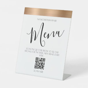 Restaurant menu QR code table Pedestal Sign
