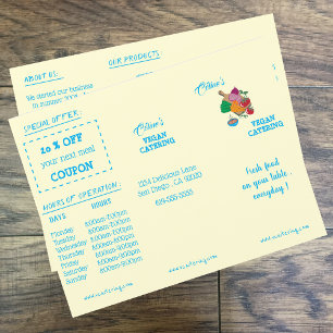 Restaurant Menu Trifold Brochure with Coupon