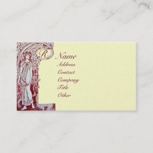 RESTAURANT MONOGRAM Red Brown Cream Pearl Business Card