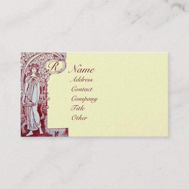 RESTAURANT MONOGRAM Red Brown Cream Pearl Business Card (Front)