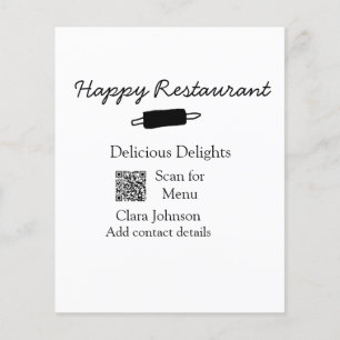 Restaurant name scan QR menu add contact details n