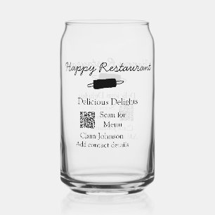 Restaurant name scan QR menu add contact details n Can Glass