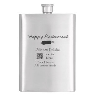 Restaurant name scan QR menu add contact details n Hip Flask