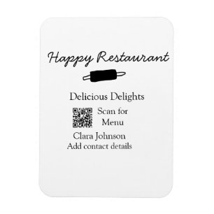 Restaurant name scan QR menu add contact details n Magnet