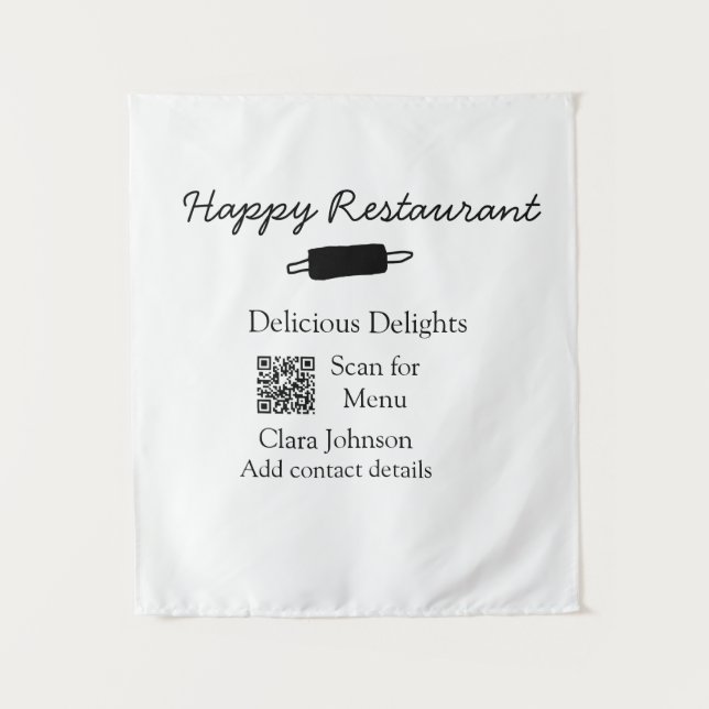 Restaurant name scan QR menu add contact details n Tapestry (Front)