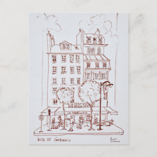 Restaurant on Boulevard   Saint-Germain, Paris Postcard