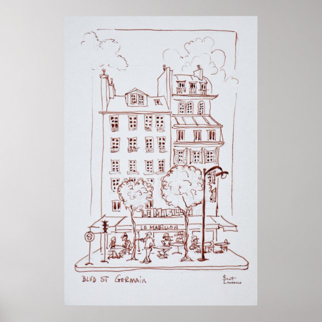 Restaurant on Boulevard | Saint-Germain, Paris Poster (Front)