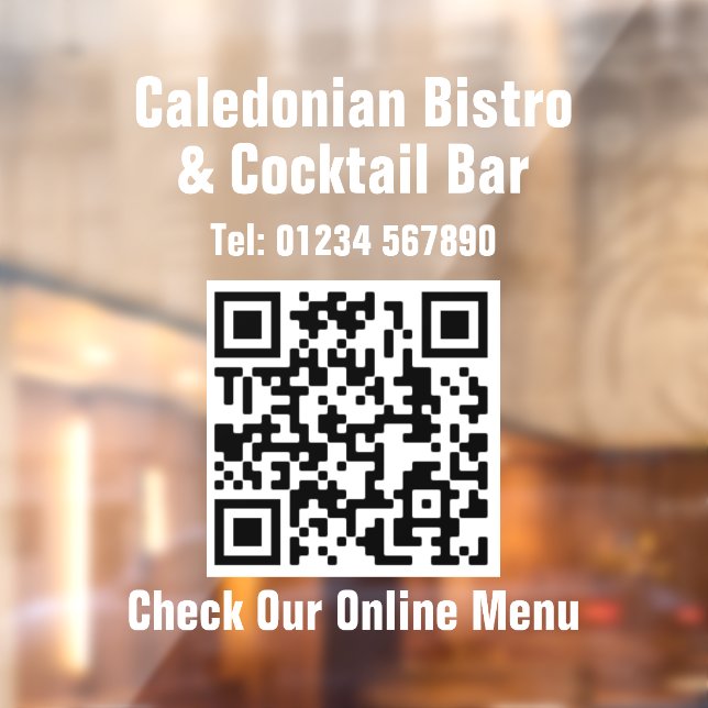 Restaurant Online Menu QR Code Window Cling (Sheet 2)