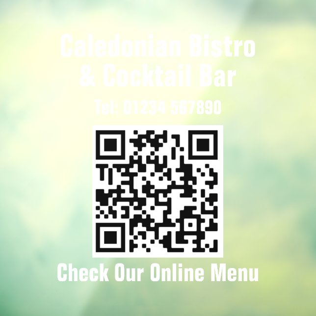 Restaurant Online Menu QR Code Window Cling (Sheet 3)
