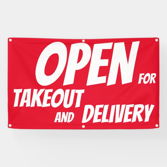 Restaurant OPEN for Takeout Delivery Sign Banner (Horizontal)