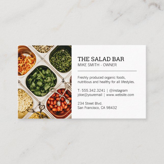 Restaurant Owner | Salad Bar Business Card (Front)