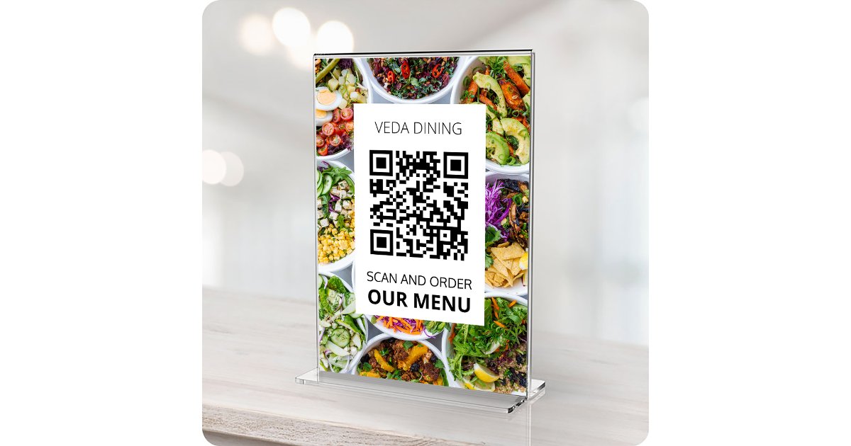 Restaurant Photo Scan Menu Order QR Code Card | Zazzle