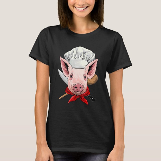 Restaurant Pig Chef Cook Culinary Kitchen Cooking T-Shirt (Front)