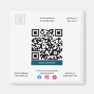 Restaurant & Pizza Shop Magnet with Menu QR Code