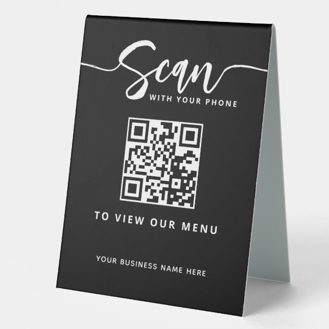 Restaurant QR Code Contactless Menu in Black (Front)