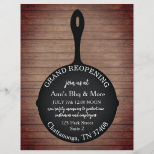Restaurant Reopening Skillet Wood Flyer