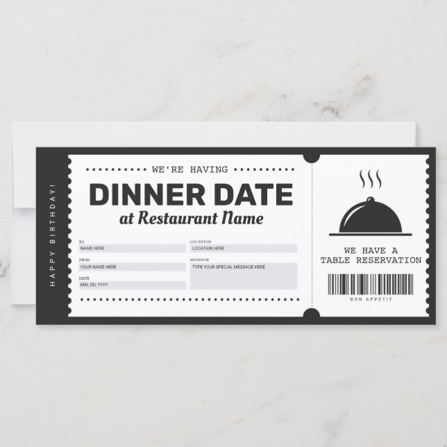 Restaurant Reservation Voucher Certificate (Front)