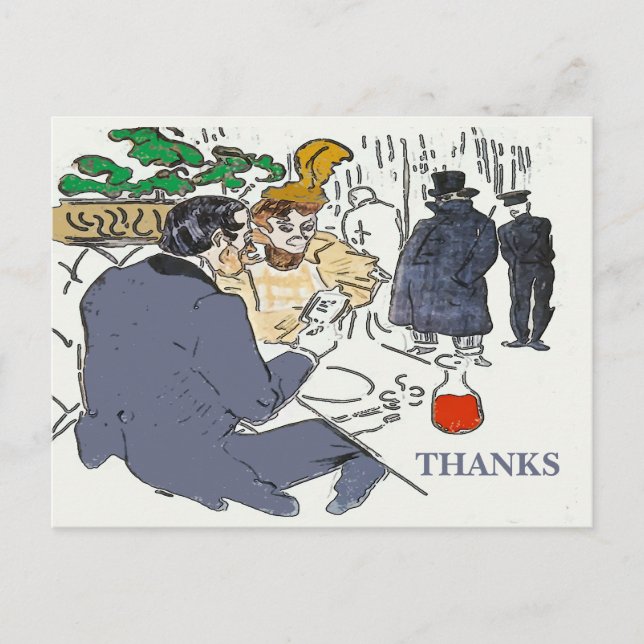 Restaurant Scene Thanks, Postcard (Front)