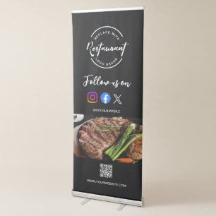 Restaurant Social Media Food business QR code Retractable Banner