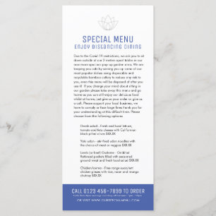 Restaurant special menus restricted customer blue