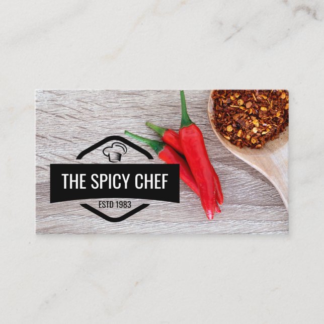 Restaurant | Spicy Chilli Peppers and Flakes Business Card (Front)