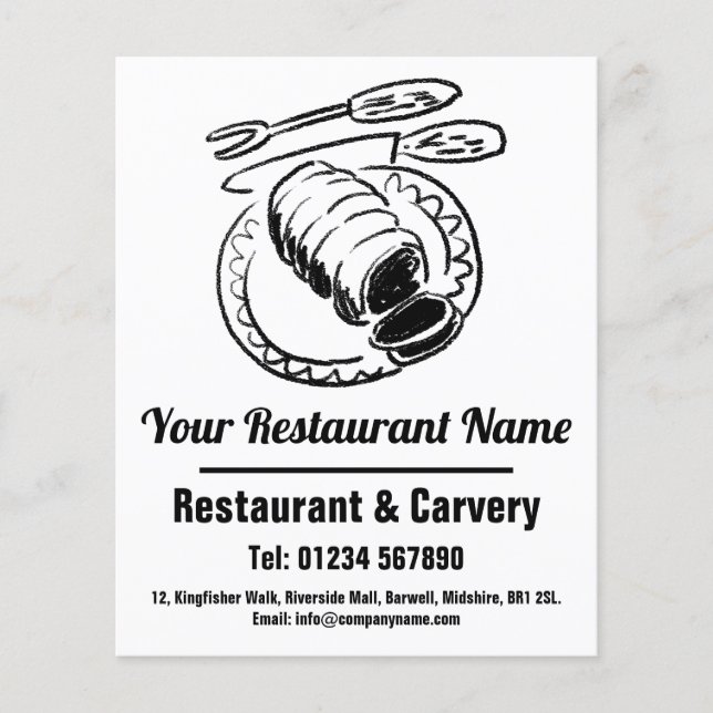 Restaurant Sunday Lunch or Dinner Menu (Front)