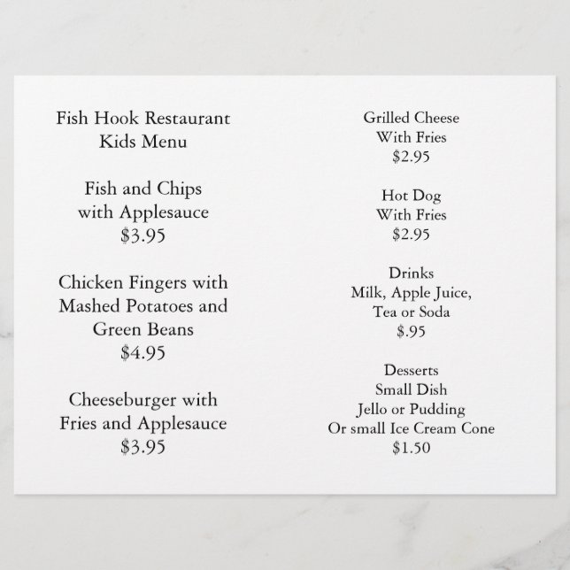 Restaurant Supplies Kids Menu Colouring Pack (Front)