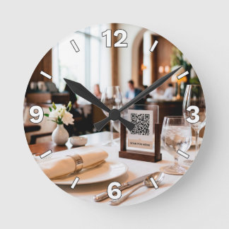 Restaurant Table QR Code Menu Dining Decor Round Clock