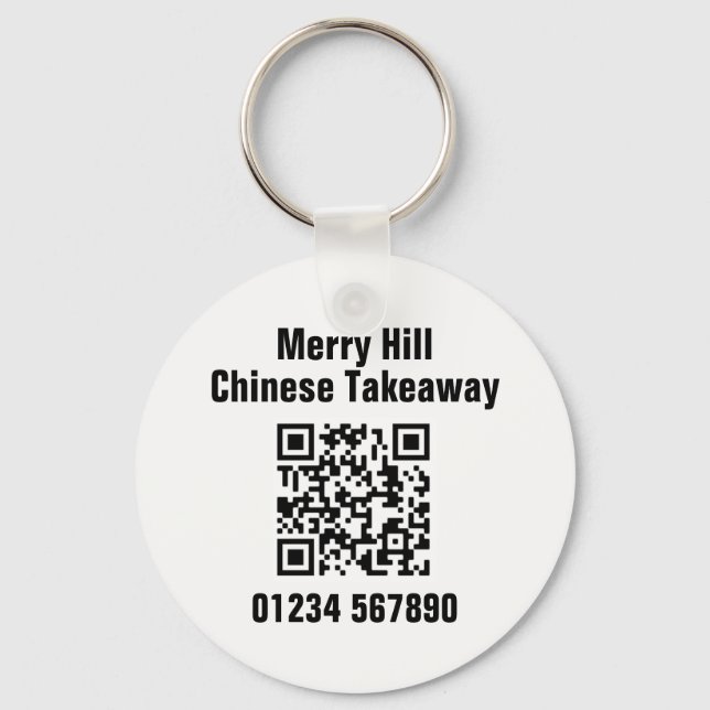 Restaurant Takeaway Online Menu QR Code Key Ring (Front)