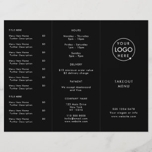 Restaurant Takeout Black Logo Takeaway Menu